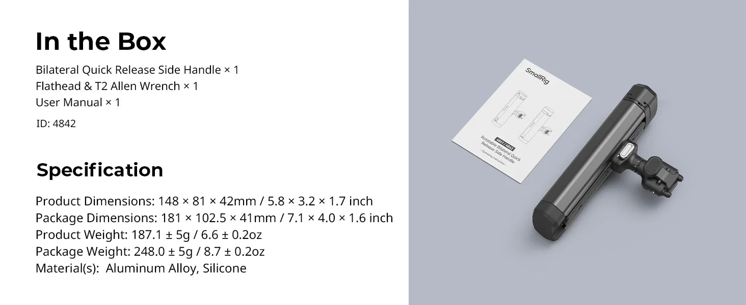 SmallRig Bilateral Quick Release Side Handle for Professional Mobile Video Shooting Infinite Rotation Phone Side Handle 4842