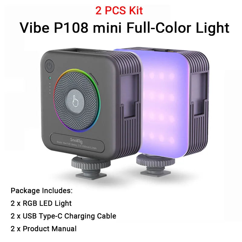 SmallRig Portable Vibe P108 RGB Video Light Smart Light 130mins long-lasting Pocket Size 108 LED Beads Floodlights 4055