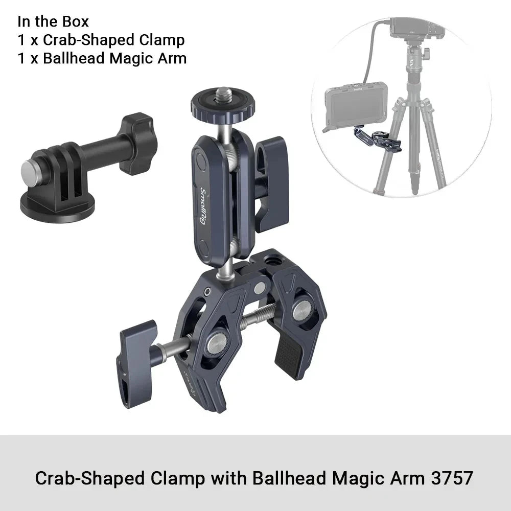 Abrazadera en forma de súper cangrejo SmallRig con brazo mágico de cabeza esférica con fuerza de sujeción más fuerte tornillo de 1/4 "-20 para micrófonos de luces