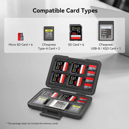 SMALLRIG SD Card Holder Memory Card Holder Case 15 Slots, Water-Resistant for SD Card, Micro SD Card, XQD Card - 3192