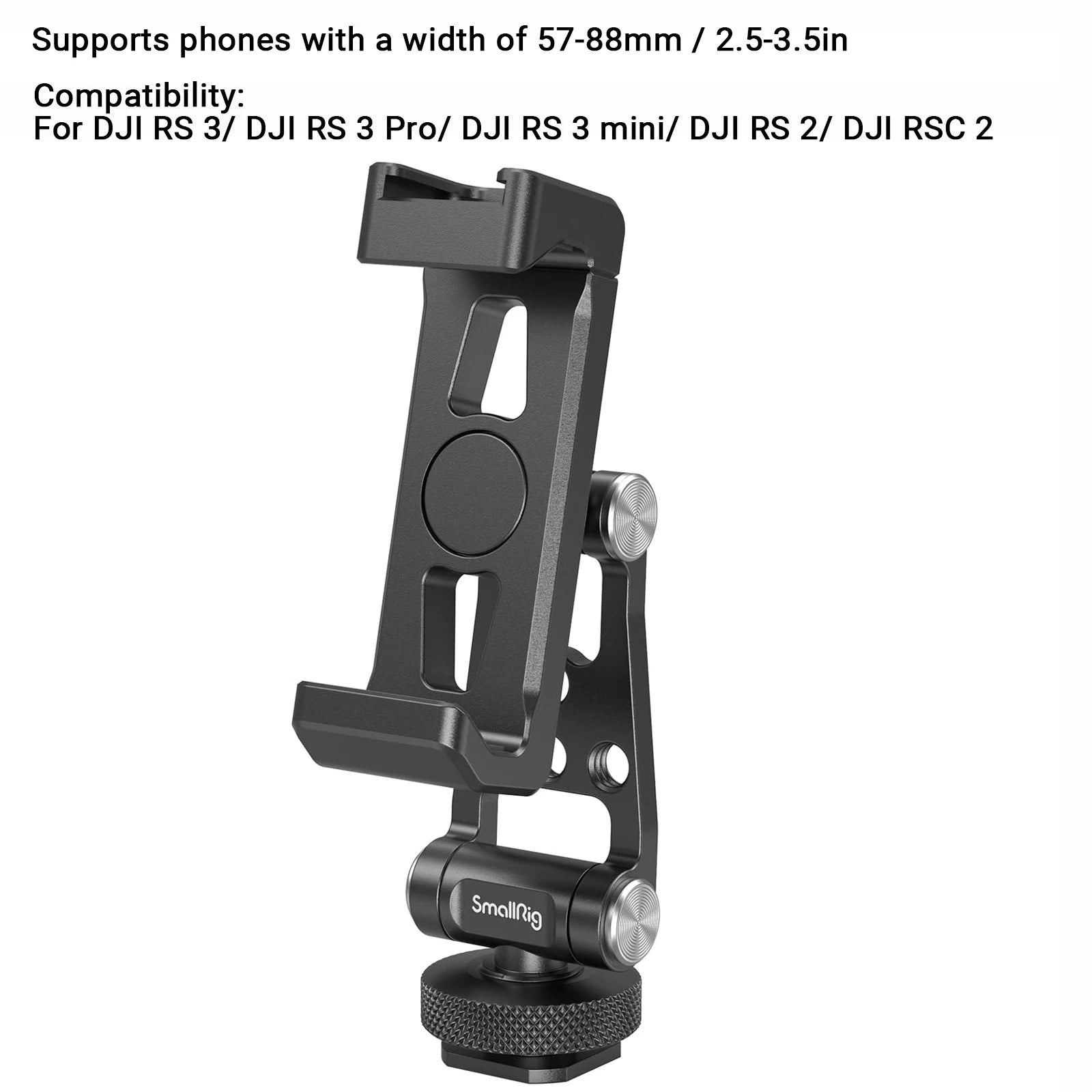 SmallRig Multifunctional Universal Metal Smartphone Holder with Cold Shoe Mount and 1/4"-20 Threaded Holes Portable 3559