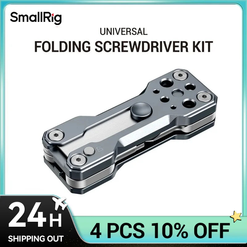 SmallRig Folding Screwdriver Kit Wrench Set Portable Hand Tool Set 4 Allen Wrenches 2.5, 3, 4, 3/16, 1 flat screwdriver  2495