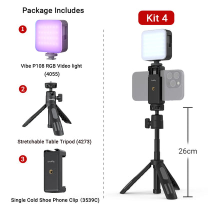SmallRig Portable Vibe P108 RGB Video Light Smart Light 130mins long-lasting Pocket Size 108 LED Beads Floodlights 4055
