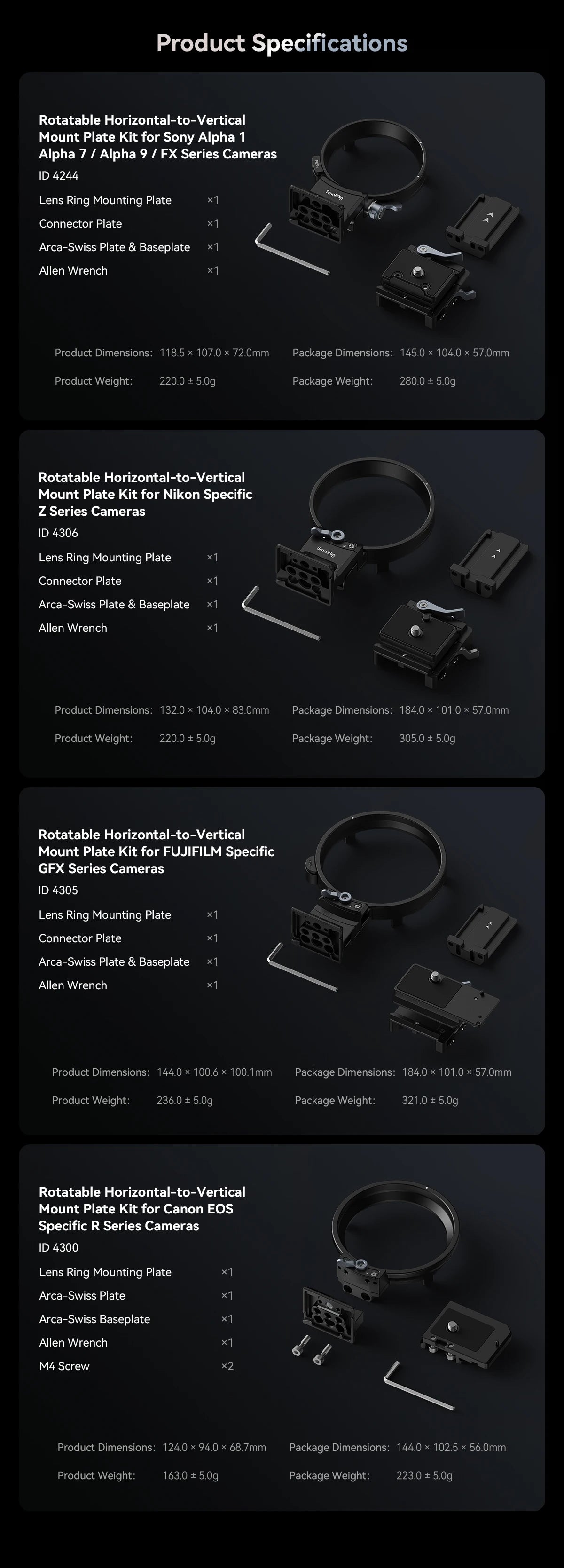 SmallRig Rotatable Plate Kit for Canon EOS R5 / R5C / R6 / R6 Mark II