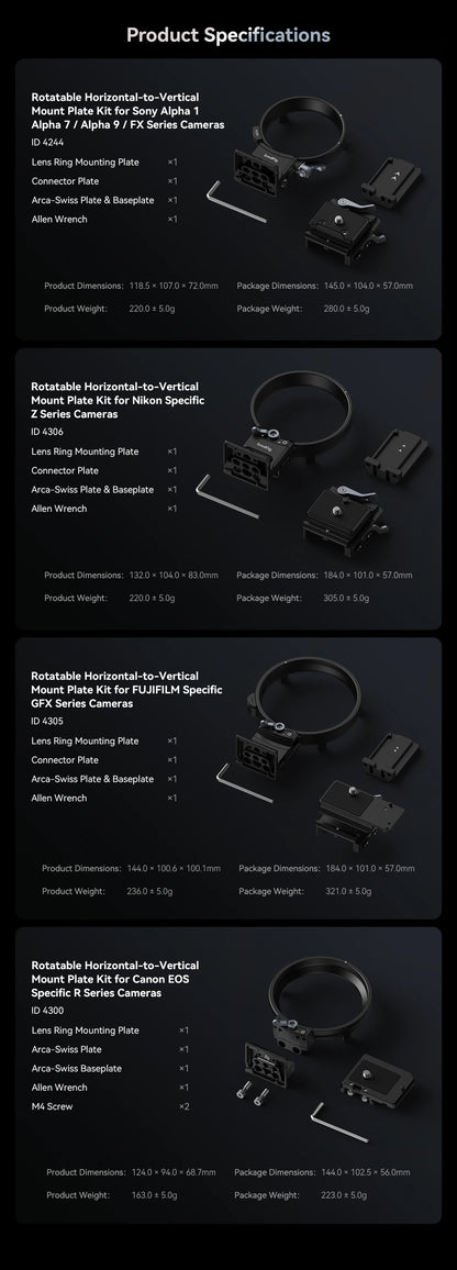 SmallRig Rotatable Plate Kit for Canon EOS R5 / R5C / R6 / R6 Mark II