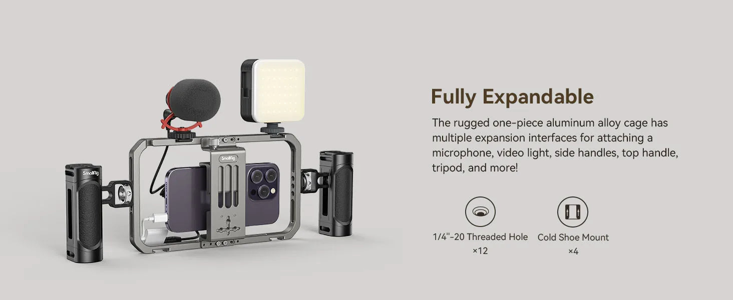 SmallRig Universal Phone Cage Smartphone Video Rig Kit with Handles, Handheld Filmmaking Vlogging Case