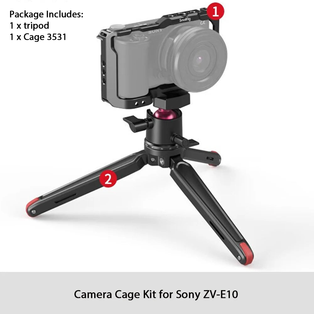 SmallRig for Sony ZVE10 Camera Cage with Silicone Cage handle Built-in Arca quick release plate Cage Rig Kit for Sony ZVE10 3538