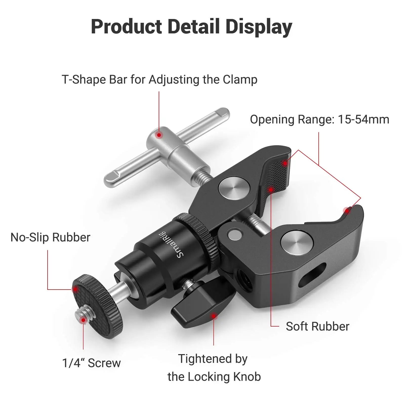 SmallRig DSLR Camera Super Clamp Holder w/ Ball Head Mount Hot Shoe Adapter For Gopro/Camera Light/Monitor Attachment 1124