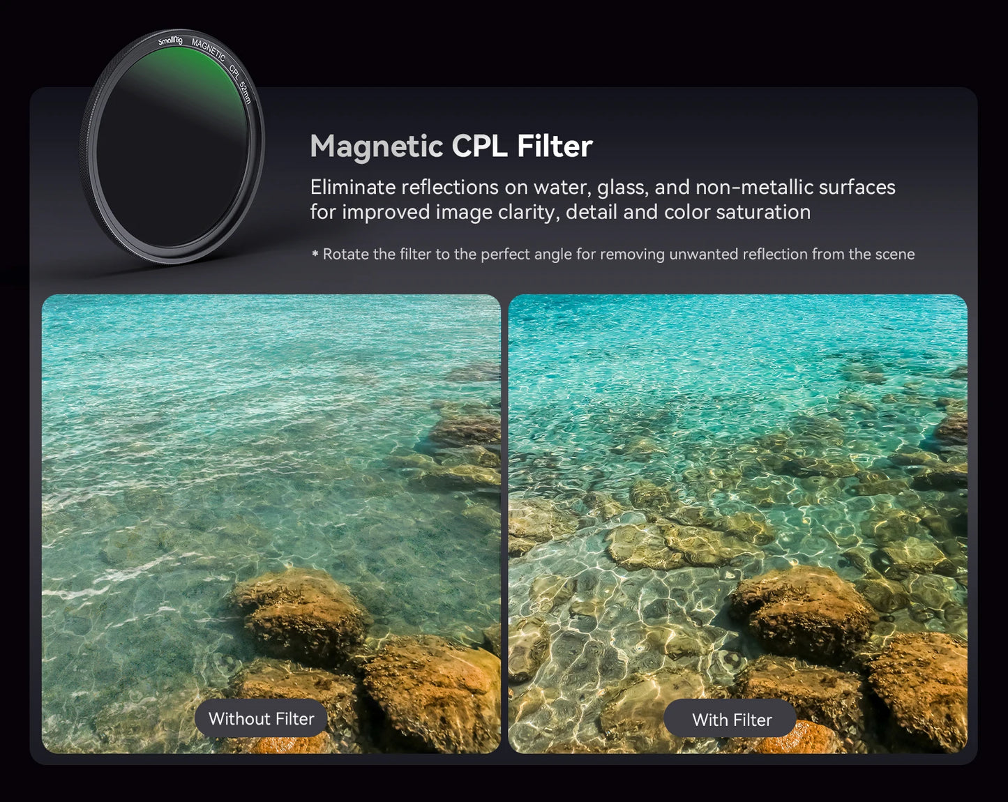 SmallRig 2-in-1 52mm Magnetic Filter Adapter Ring / Phone Stand for iPhone, Foldable Compact and Portable 4219