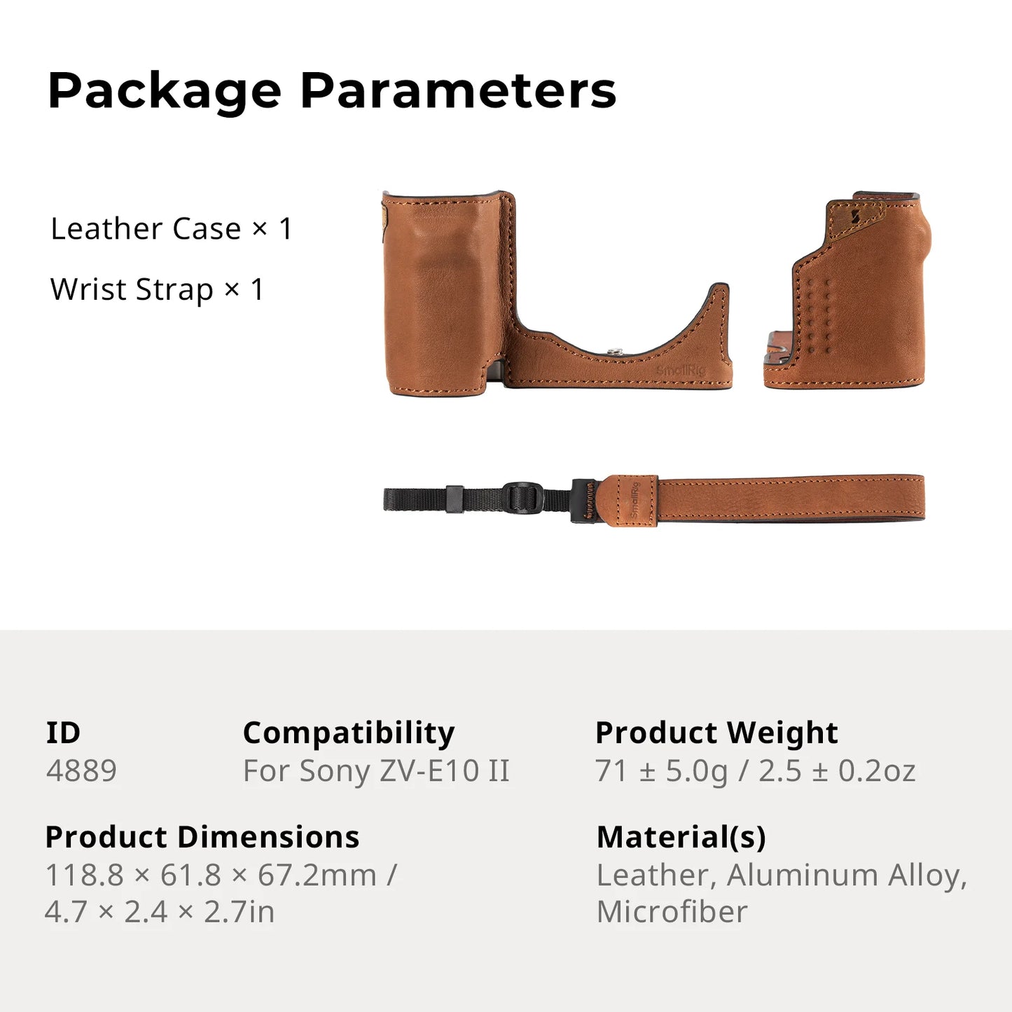 SmallRig ZV-E10 II Camera Case Leather Case Kit for Sony ZV-E10 II with Genuine Leather Wrist Strap Black and Brown Color 4777