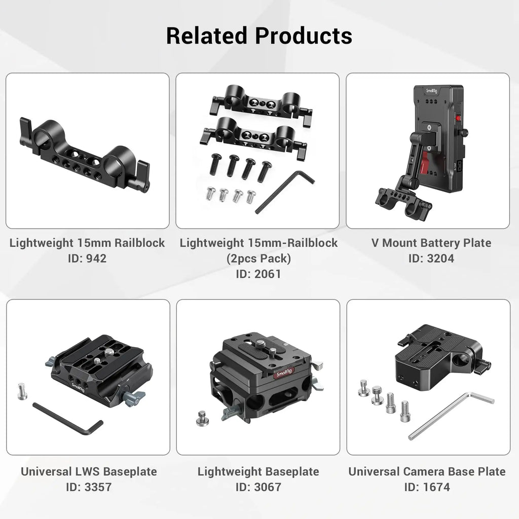 SmallRig Camera 15mm Rail Rod Aluminum Alloy Rod with M12 Female Thread DSLR Rig - 40cm 16 Inches Long 1054 (Pack of 2)