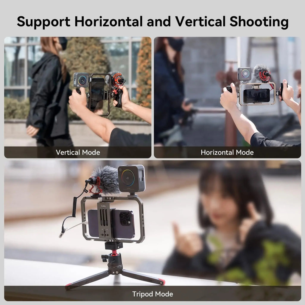 SmallRig Universal Phone Cage Smartphone Video Rig Kit with Handles, Handheld Filmmaking Vlogging Case