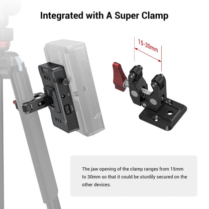 SmallRig V Mount Battery Adapter Plate Power Supply Splitter with Super Clamp Mount For Sony For Canon DSLR Camera 3497