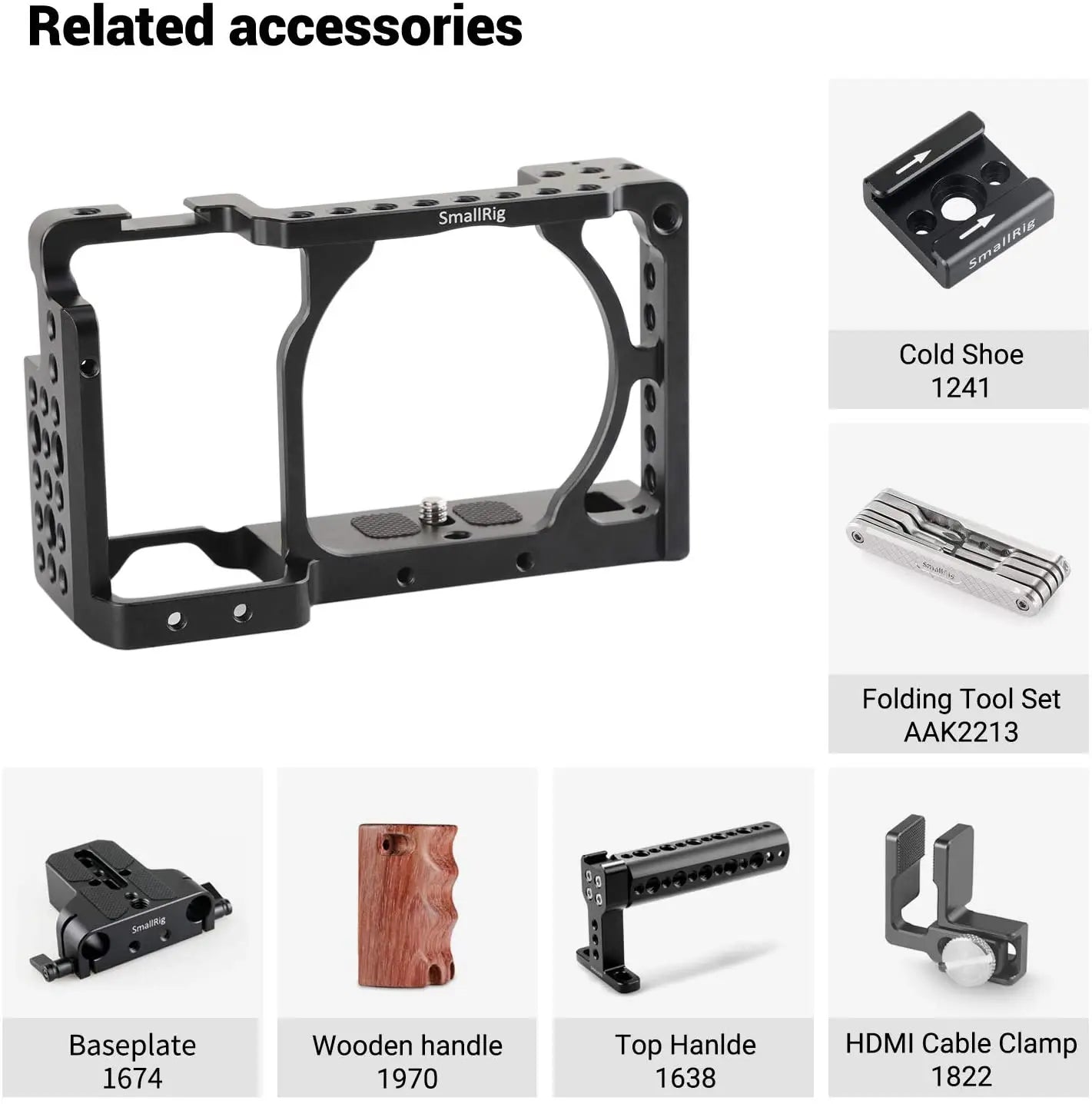 SmallRig Camera Cage Rig for Sony A6500 Cage for Sony A6300/A6000/A6500 Nex-7 Camera with Shoe Mount Thread Holes 1661