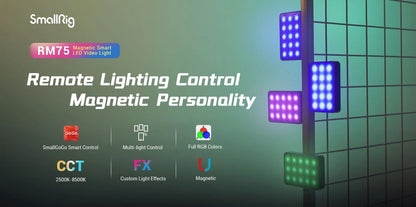 SmallRig RM75 RGB Magnetic Video Light RGBWW Full Color Portable App LED Light Panel 4000mAh Battery for Vlogging Photography