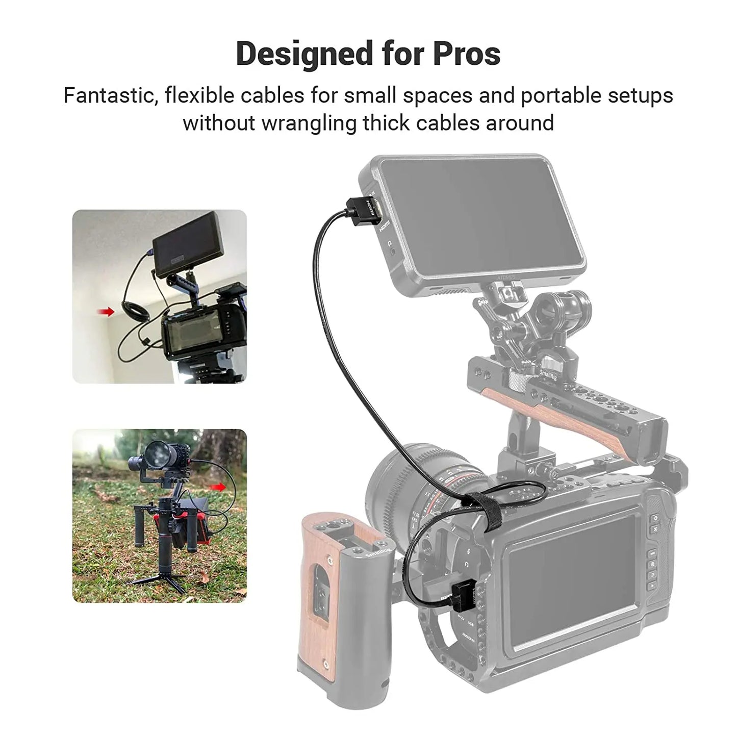 SmallRig Ultra Slim High Speed 4K Mini -Sized to Full-Sized Cable C to A /D to A/35cm/ 55cm For Sony/For Nikon/For Canon