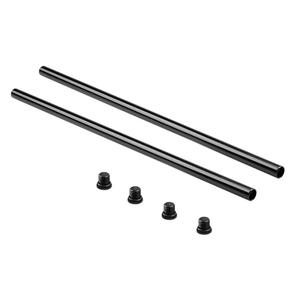 SmallRig Black Aluminum Alloy 15mm Rods 18 Inches Long with M12 Female Thread Includes M12 Rod Caps (Pair Pack)-1055