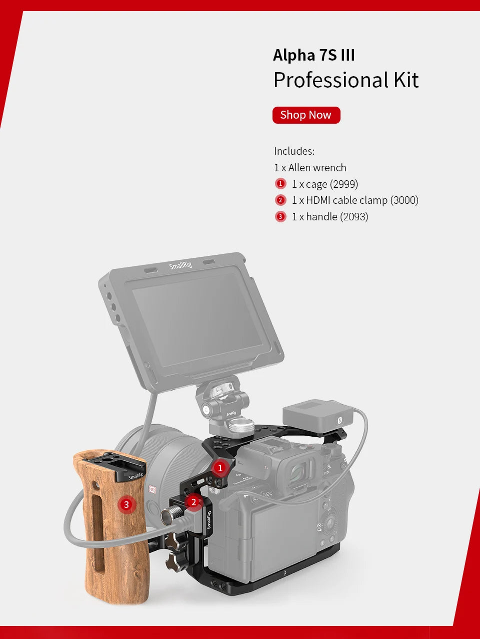 Smallrig A7S3 Camera Cage Rig A7SIII Form-fitting Cage for Sony Alpha 7S III Camera Cage A7siii Cage Rig Set 2999