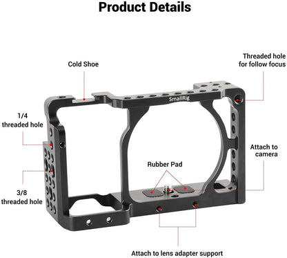 SmallRig  Mini DSLR Camera Cage for Sony a6000/ A6300 / A6500 W/ Shoe Mount For Microphone 1661