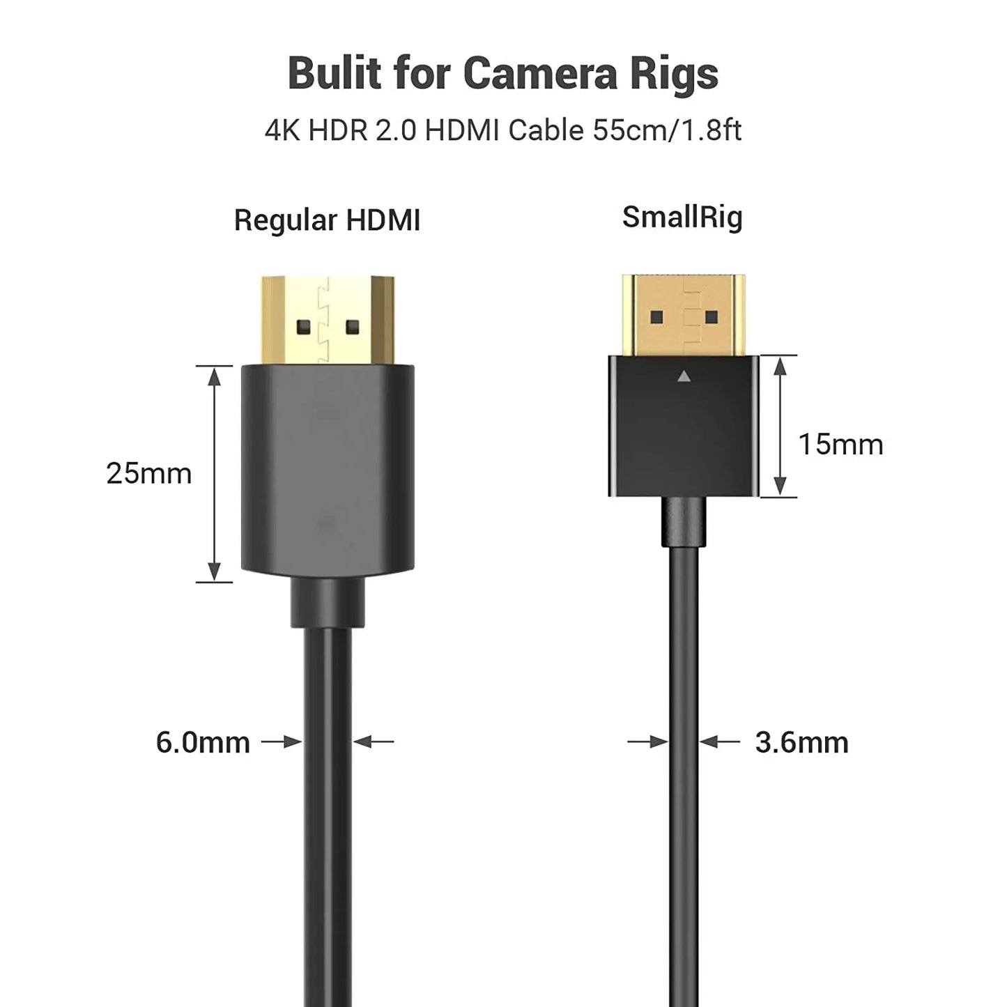 SmallRig Ultra Slim High Speed 4K Mini -Sized to Full-Sized Cable C to A /D to A/35cm/ 55cm For Sony/For Nikon/For Canon