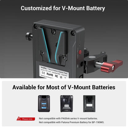 SmallRig V Mount Battery Adapter Plate Power Supply Splitter with Super Clamp Mount For Sony For Canon DSLR Camera 3497