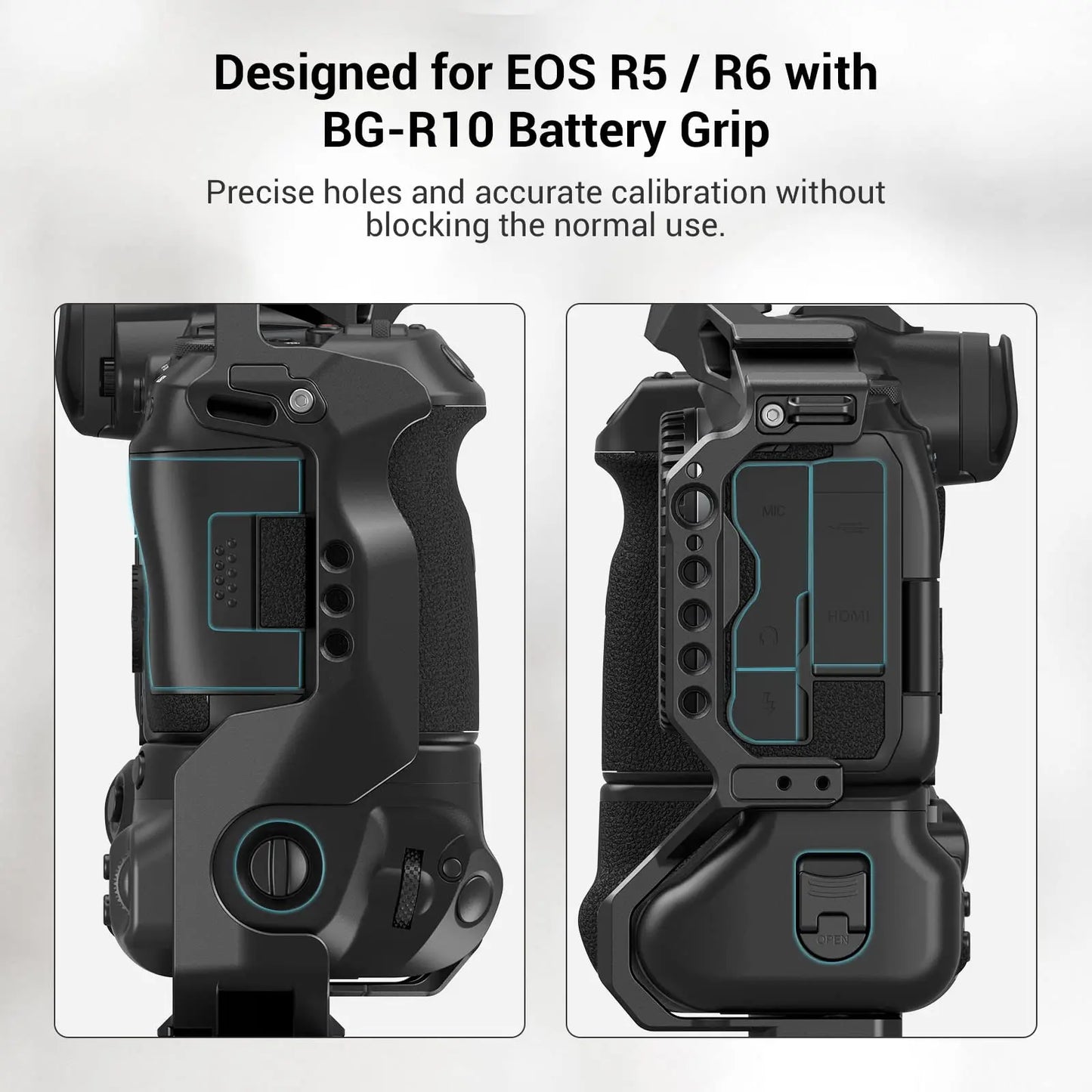 SmallRig EOS R5 R6 R5C Camera Cage for Canon EOS R5/R6/R5C with BG-R10 Battery Grip Aluminum Film Movie Making Camera Video Cage