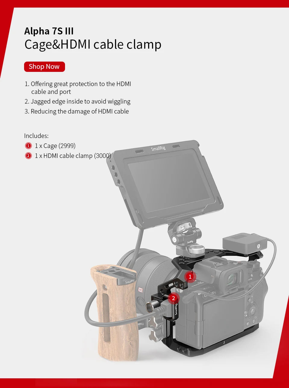 Smallrig A7S3 Camera Cage Rig A7SIII Form-fitting Cage for Sony Alpha 7S III Camera Cage A7siii Cage Rig Set 2999