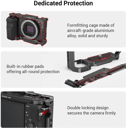 SmallRig for Sony ZVE10 Camera Cage with Silicone Cage handle Built-in Arca quick release plate Cage Rig Kit for Sony ZVE10 3538