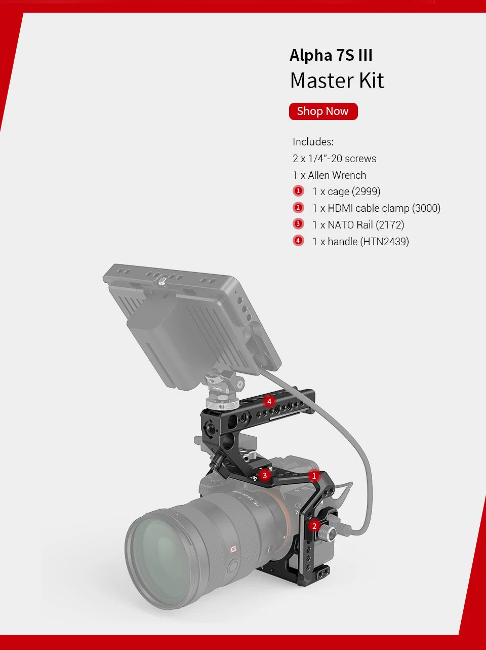 Smallrig A7S3 Camera Cage Rig A7SIII Form-fitting Cage for Sony Alpha 7S III Camera Cage A7siii Cage Rig Set 2999