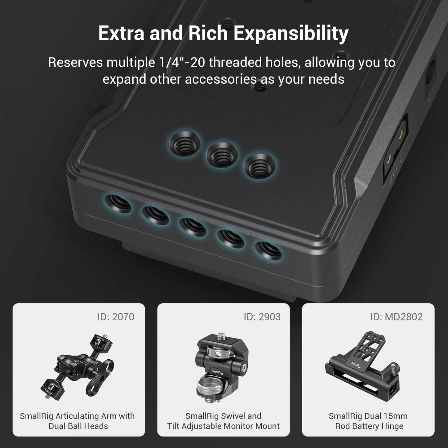 SmallRig V Mount Battery Adapter Plate Power Supply Splitter with Super Clamp Mount For Sony For Canon DSLR Camera 3497