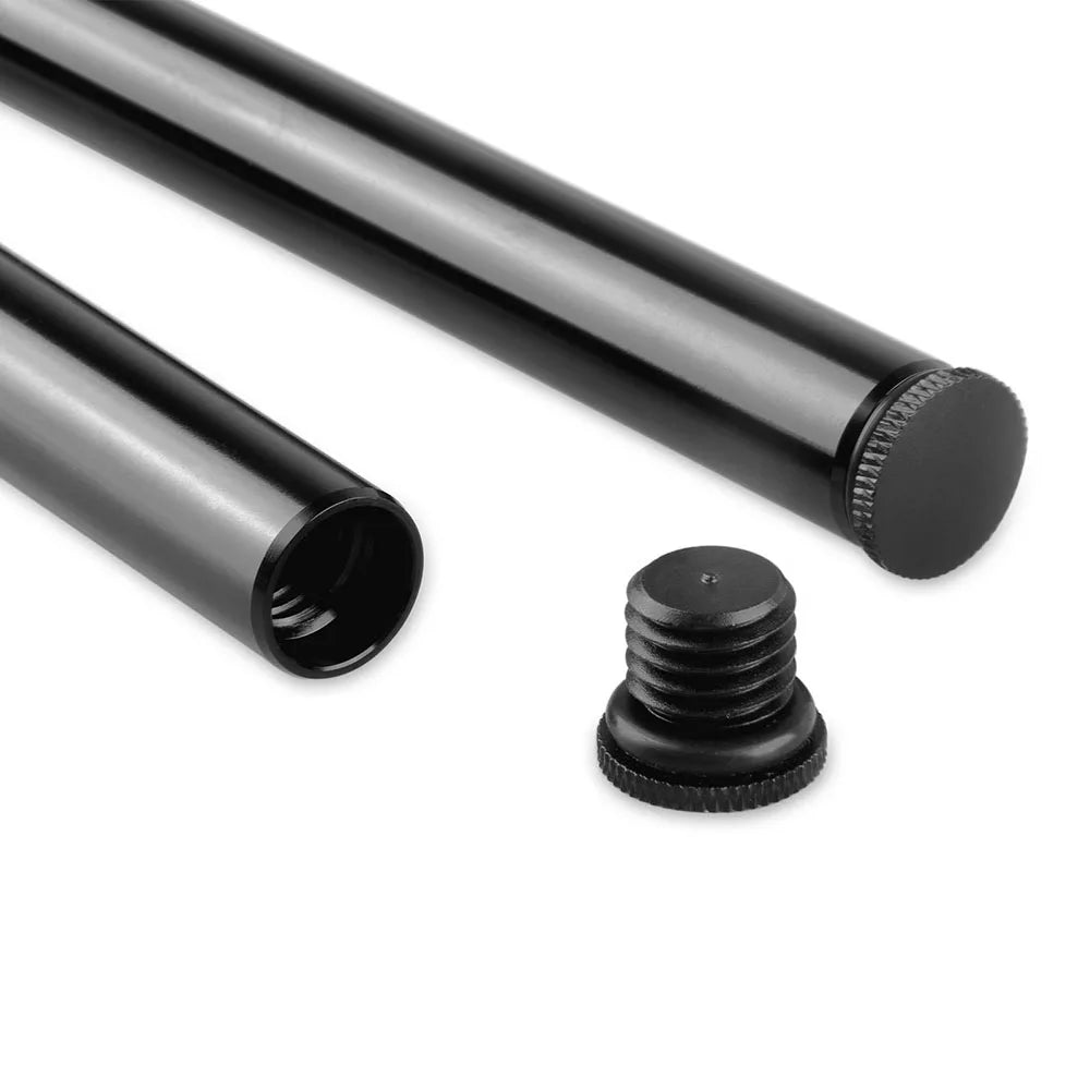 SmallRig Black Aluminum Alloy 15mm Rods 18 Inches Long with M12 Female Thread Includes M12 Rod Caps (Pair Pack)-1055