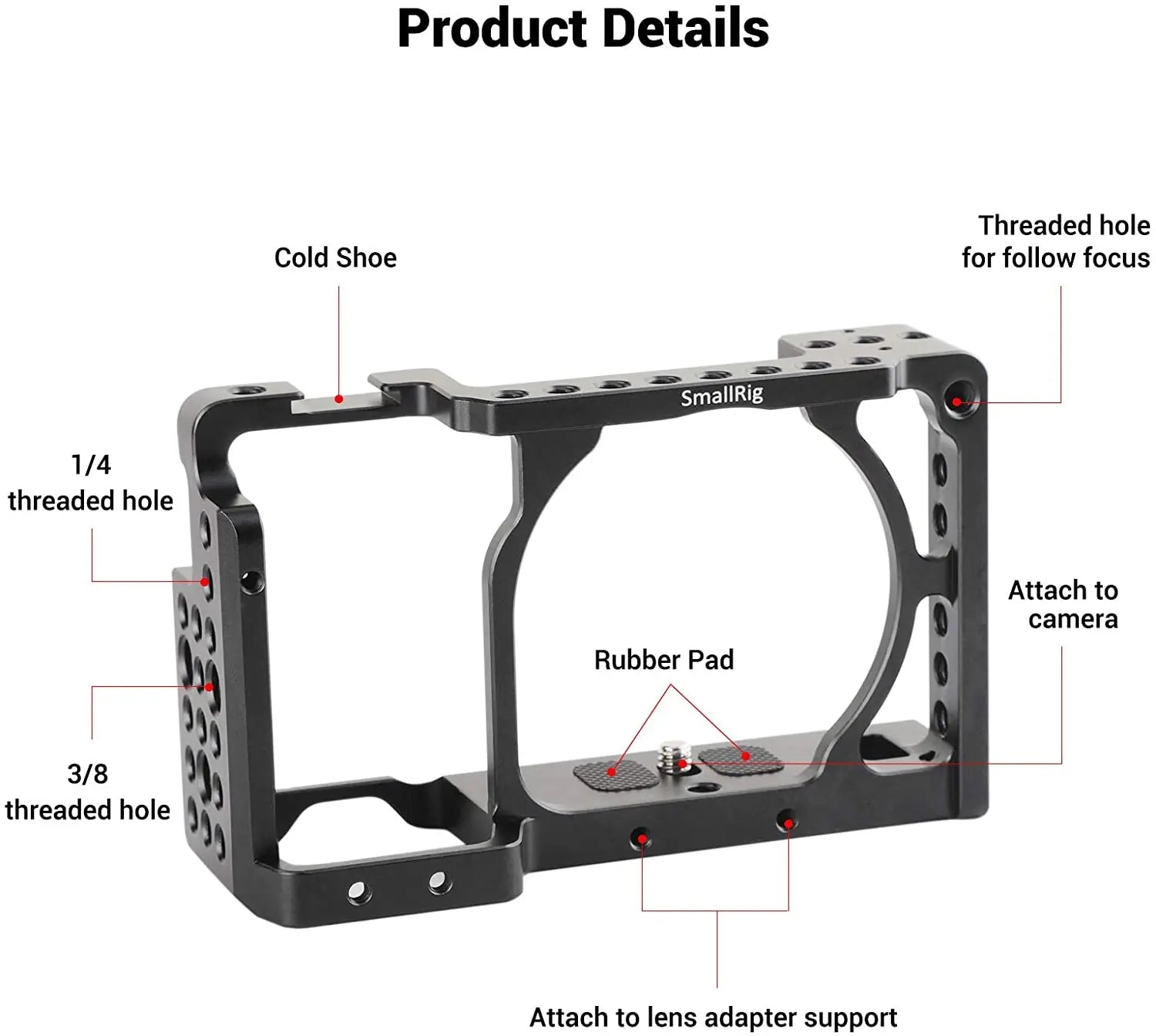 SmallRig Camera Cage Rig for Sony A6500 Cage for Sony A6300/A6000/A6500 Nex-7 Camera with Shoe Mount Thread Holes 1661