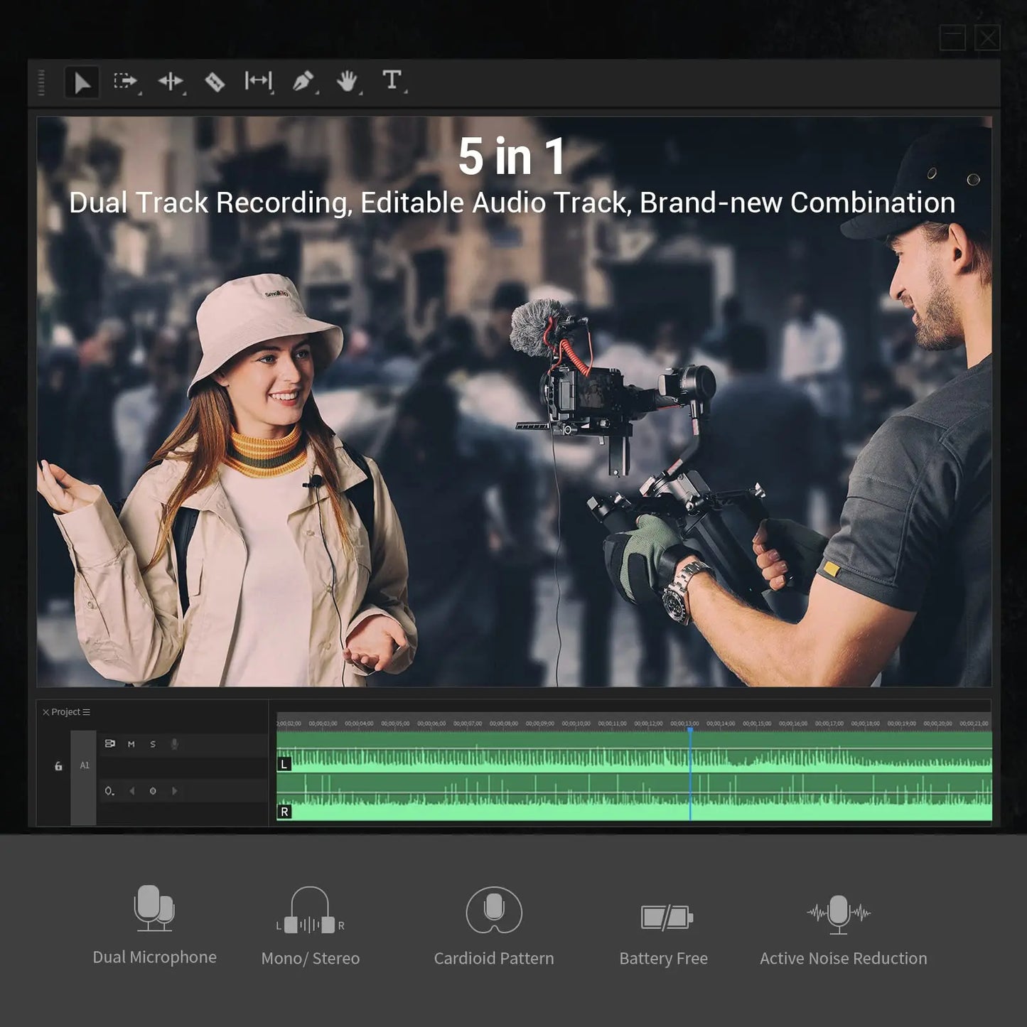 SmallRig S20 On-Camera Microphone with Shock Mount Video Microphone Stereo Mic for DSLR Cameras for iPhone and Smartphones 3468