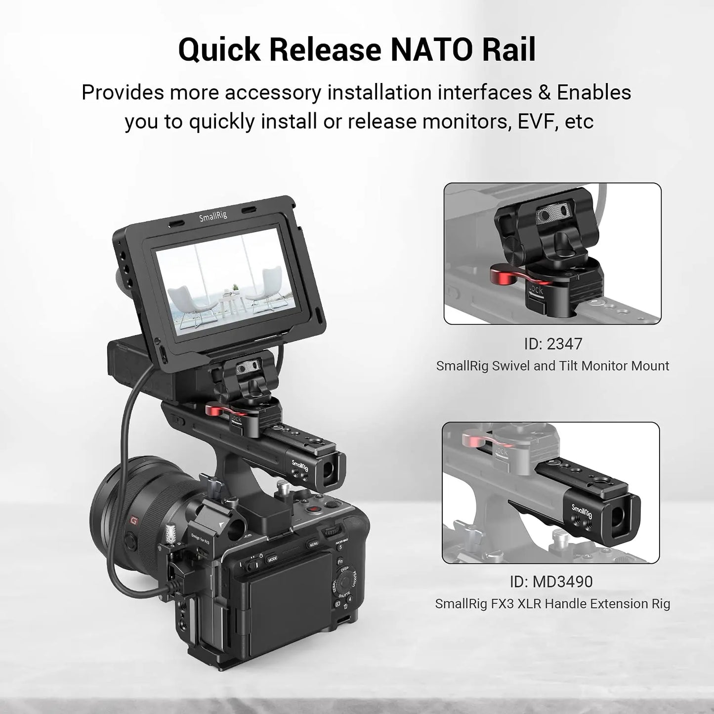SmallRig Cage for Sony FX30 FX3 XLR Camera Handle Extension Rig For Sony FX3 XLR