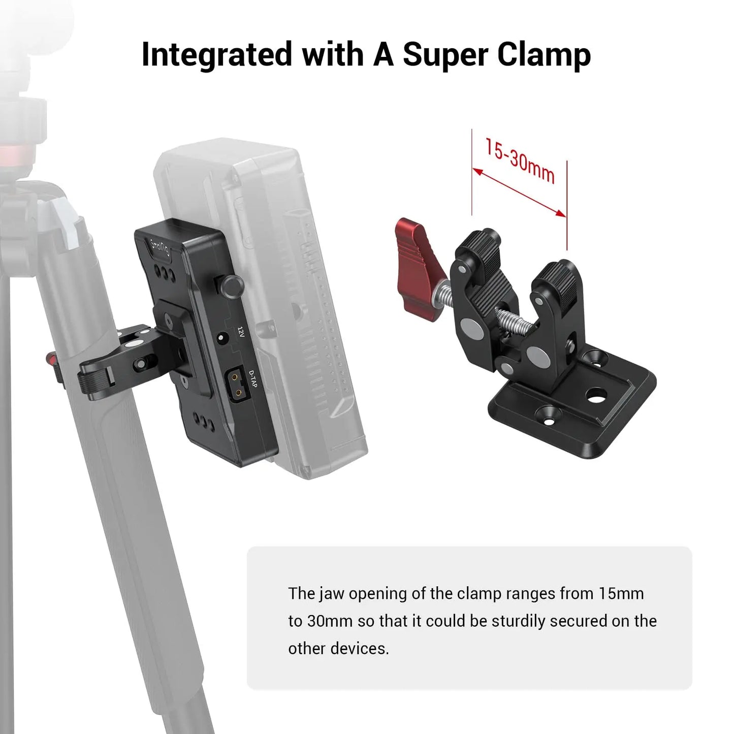 SmallRig V Mount Battery Adapter Plate Power Supply Splitter with Super Clamp Mount For Sony For Canon DSLR Camera 3497